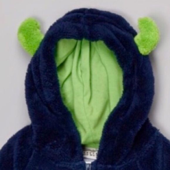 Infant / Toddler Full Zip Hoodie Monster Face Sherpa Sweatshirt Jacket 12months - Picture 5 of 8